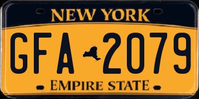 NY license plate GFA2079