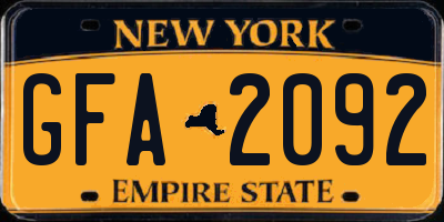 NY license plate GFA2092