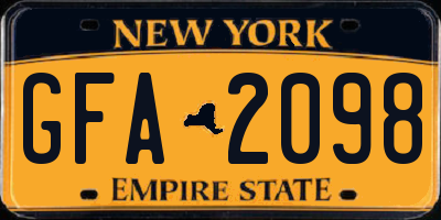 NY license plate GFA2098