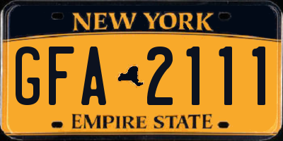 NY license plate GFA2111