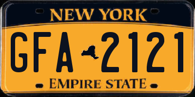 NY license plate GFA2121