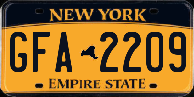 NY license plate GFA2209