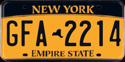 NY license plate GFA2214