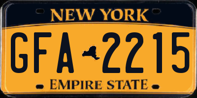 NY license plate GFA2215