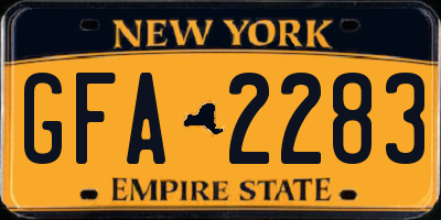 NY license plate GFA2283