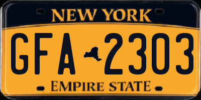 NY license plate GFA2303