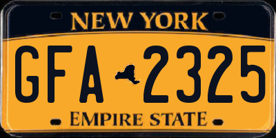 NY license plate GFA2325