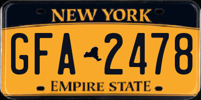NY license plate GFA2478