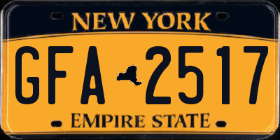 NY license plate GFA2517