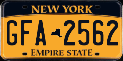 NY license plate GFA2562