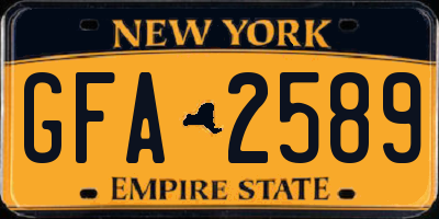 NY license plate GFA2589