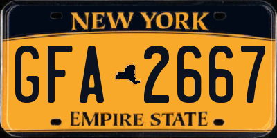 NY license plate GFA2667
