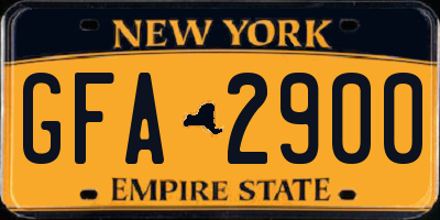 NY license plate GFA2900
