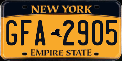 NY license plate GFA2905