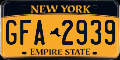 NY license plate GFA2939