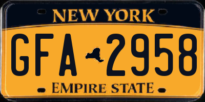 NY license plate GFA2958