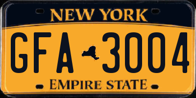 NY license plate GFA3004