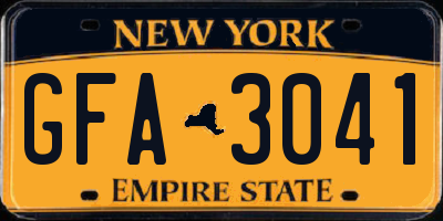 NY license plate GFA3041