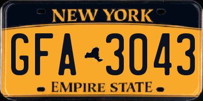 NY license plate GFA3043