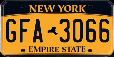 NY license plate GFA3066
