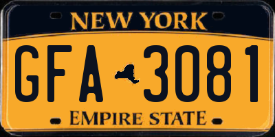 NY license plate GFA3081