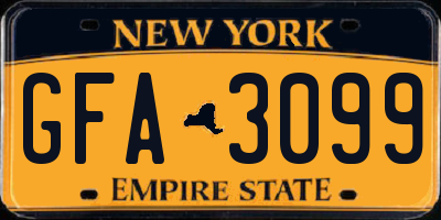 NY license plate GFA3099