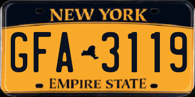 NY license plate GFA3119