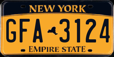 NY license plate GFA3124