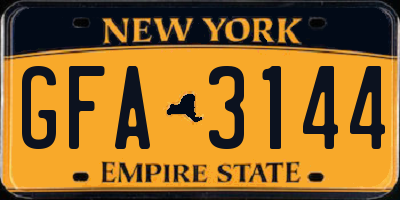NY license plate GFA3144