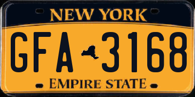 NY license plate GFA3168