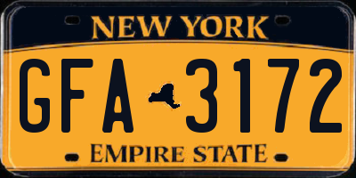 NY license plate GFA3172