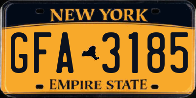 NY license plate GFA3185