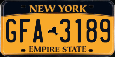 NY license plate GFA3189