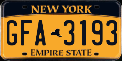 NY license plate GFA3193