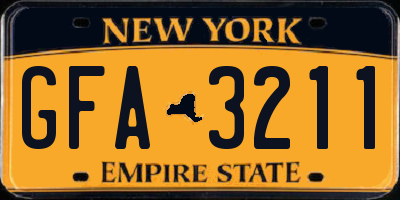 NY license plate GFA3211
