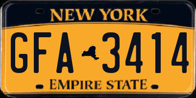 NY license plate GFA3414
