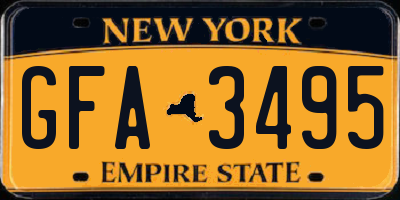 NY license plate GFA3495