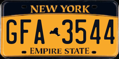 NY license plate GFA3544