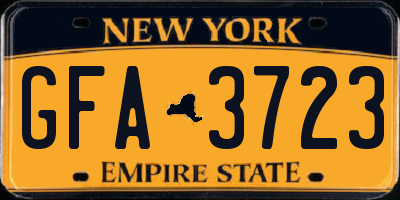 NY license plate GFA3723