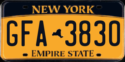 NY license plate GFA3830