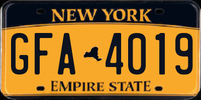 NY license plate GFA4019