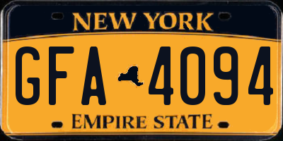 NY license plate GFA4094