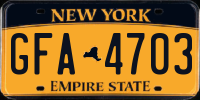 NY license plate GFA4703