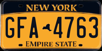 NY license plate GFA4763