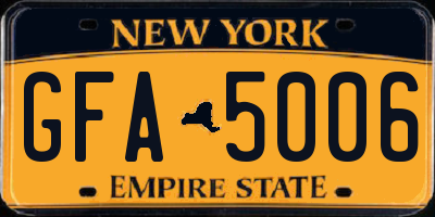 NY license plate GFA5006