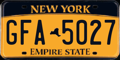 NY license plate GFA5027