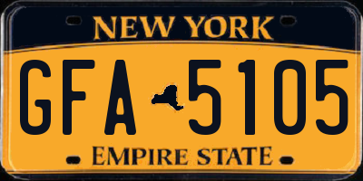 NY license plate GFA5105