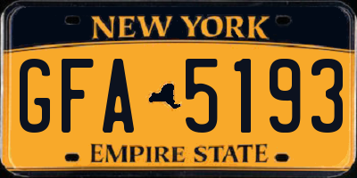 NY license plate GFA5193