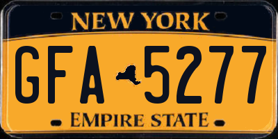 NY license plate GFA5277