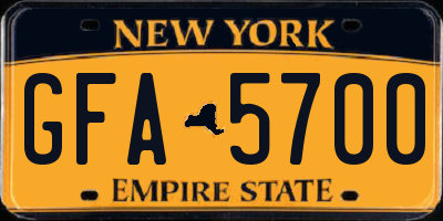 NY license plate GFA5700